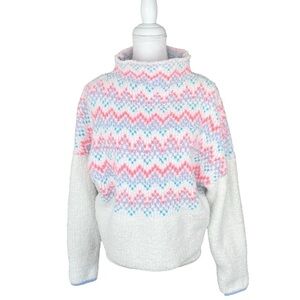 Anthropologie Pilcro Selene sweater neon orange periwinkle chenille cream small